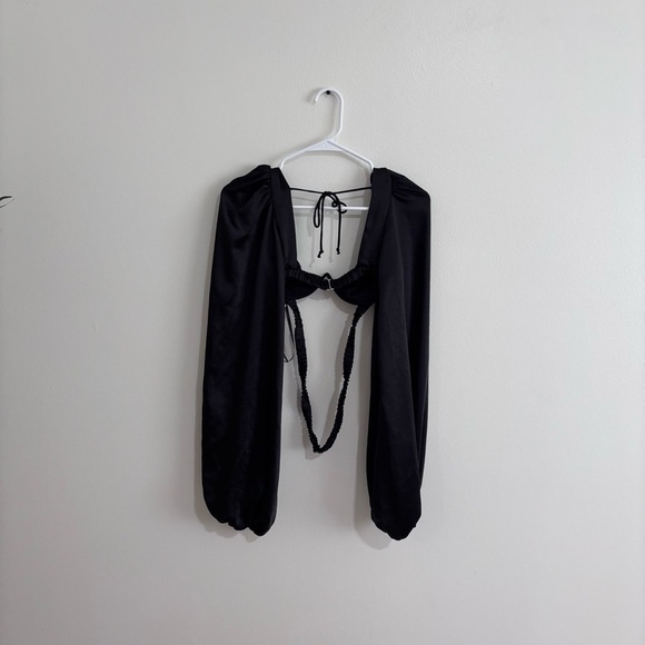 For Love & Lemons Pia Wrap Bra Top NWT XS black strappy top - Picture 7 of 8